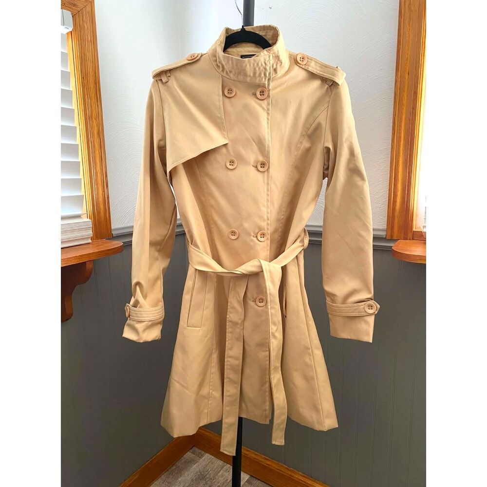 ZSHOW Women’s Beige Trench Coat Size L Belted Double Breasted Classic